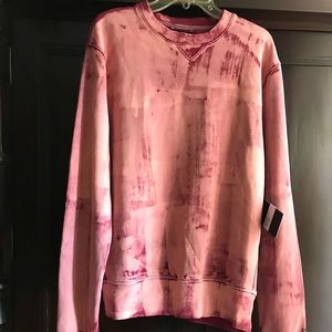 Blanc Noir crewneck Red Tie-dye Burgundy Top NWT L